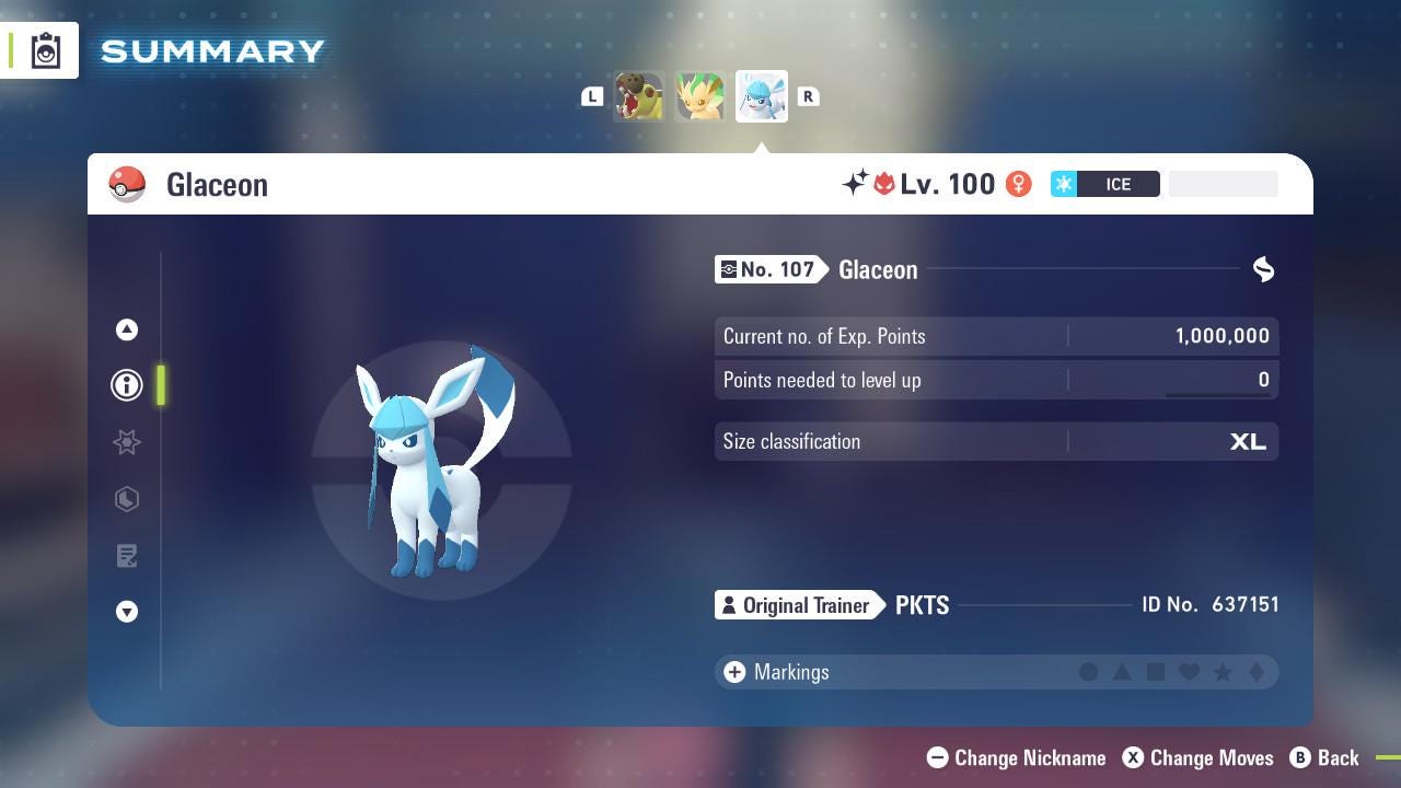 ALPHA SHINY 6IV Glaceon / Pokémon Legends ZA / 6IV Pokemon / Shiny Pokemon / Competitive / Fast Trade / Pokerus / Rare Pokemon