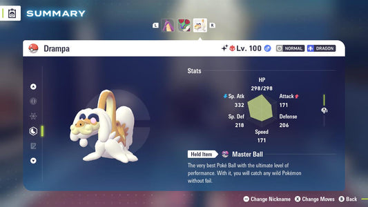 ALPHA SHINY 6IV Drampa / Pokémon Legends ZA / 6IV Pokemon / Shiny Pokemon / Competitive / Fast Trade / Pokerus / Rare Pokemon
