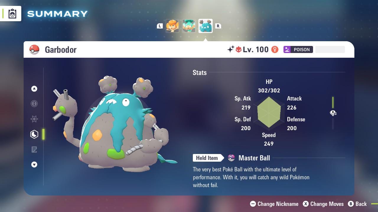 ALPHA SHINY 6IV Garbodor / Pokemon Legends Z-A / 6IV Pokemon / Shiny Pokemon / Competitive / Fast Trade / Pokerus / Rare Pokemon