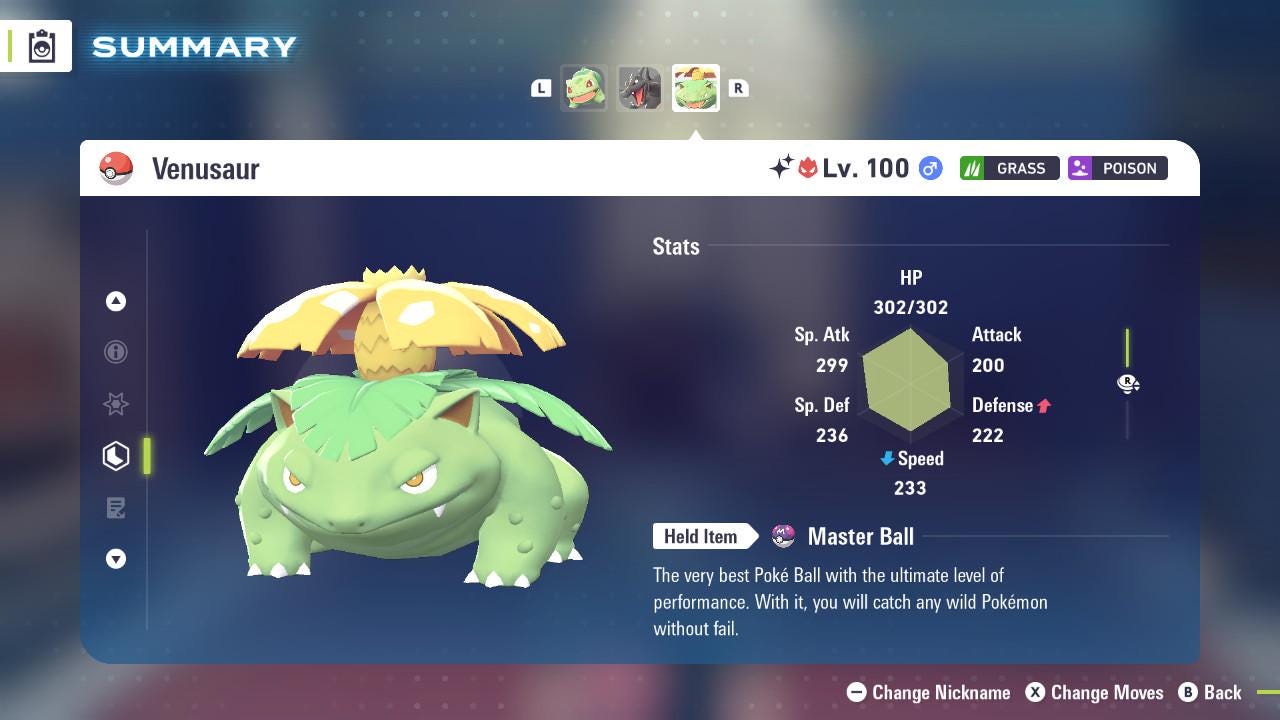 ALPHA SHINY 6IV Venusaur / Pokémon Legends ZA / 6IV Pokemon / Shiny Pokemon / Competitive / Fast Trade / Pokerus / Rare Pokemon
