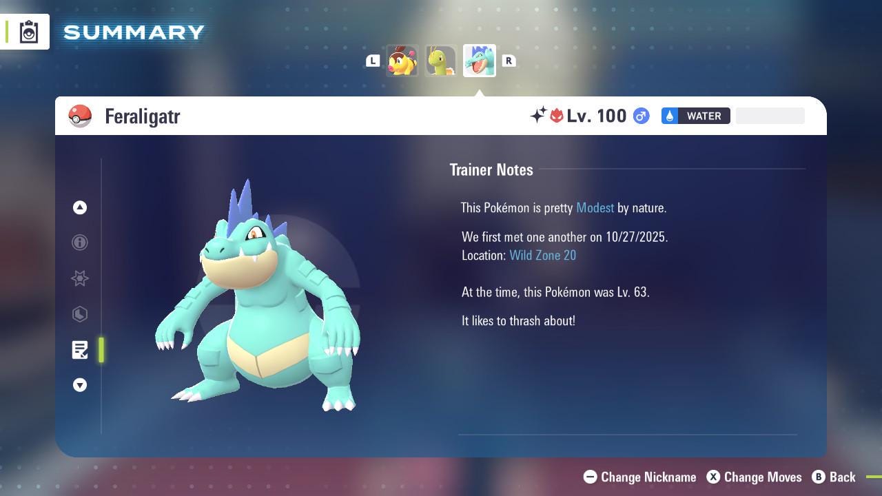 ALPHA SHINY 6IV Feraligatr / Pokémon Legends ZA / 6IV Pokemon / Shiny Pokemon / Competitive / Fast Trade / Pokerus / Rare Pokemon