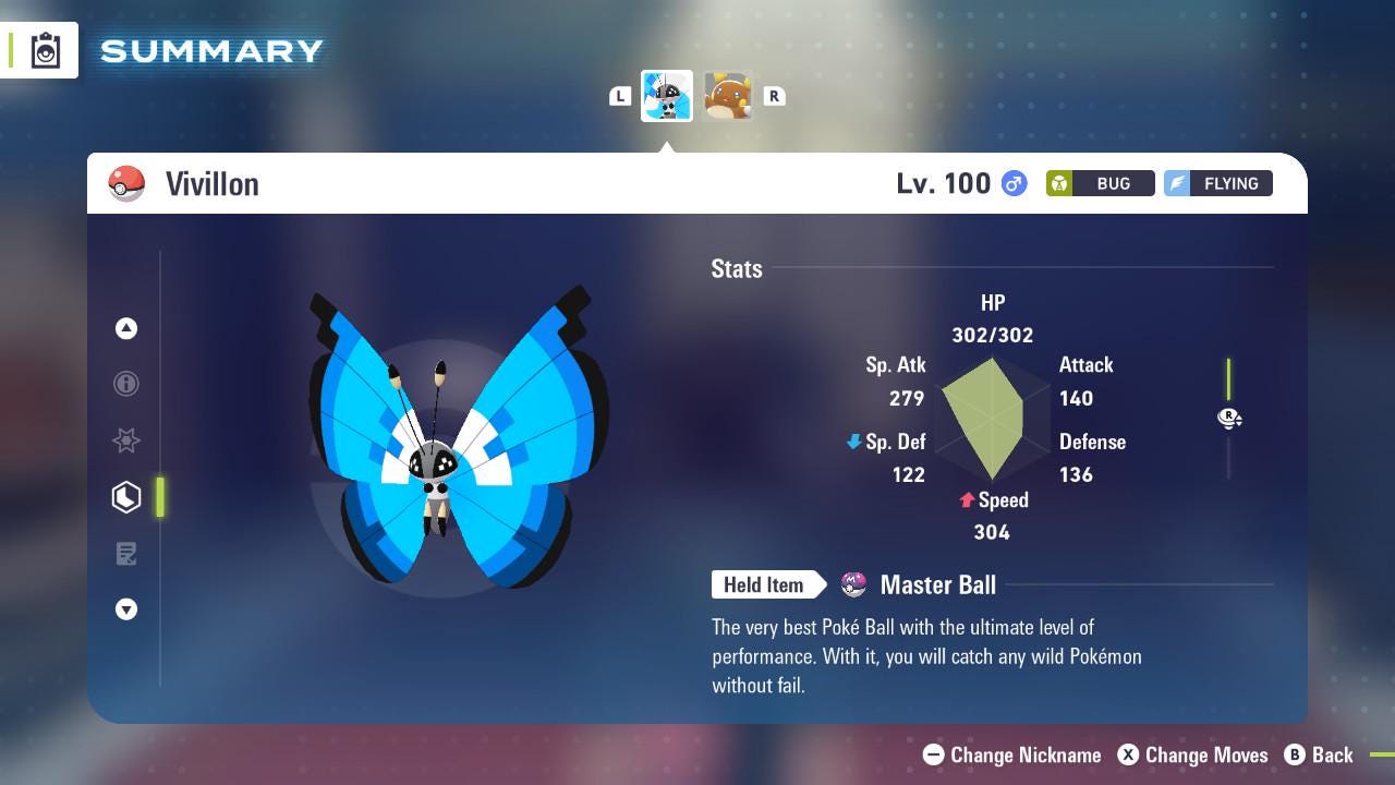 Pokemon Legends Z-A Non-Shiny 6IV MARINE VIVILLON / Competitive Set Battle Ready EV Trained / Shiny Pokemon / Customizable / Fast Trade /