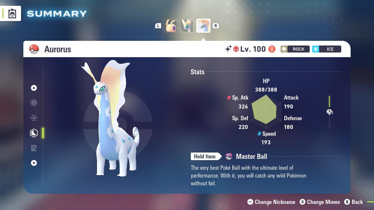 Pokemon Legends Z-A SHINY ALPHA 6IV Aurorus / Competitive Set Battle Ready EV Trained / Shiny Pokemon / Customizable / Fast Trade /