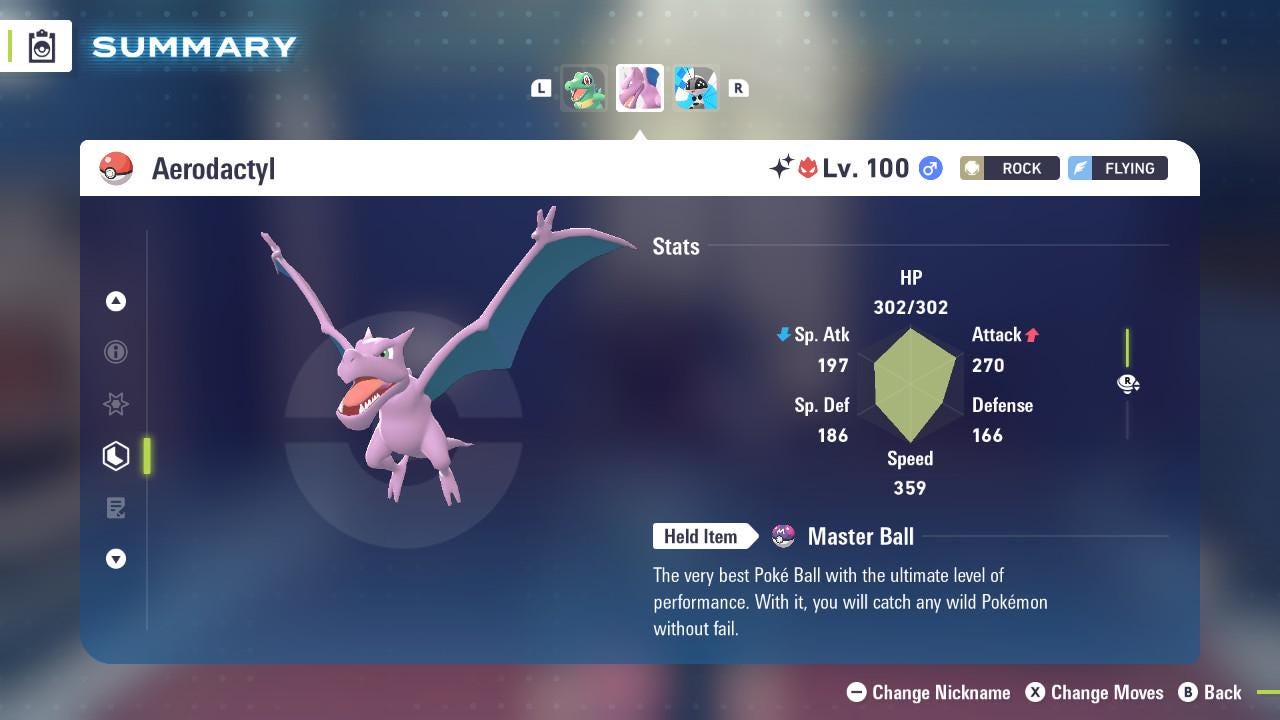 Pokemon Legends Z-A SHINY ALPHA 6IV Aerodactyl / Competitive Set Battle Ready EV Trained / Shiny Pokemon / Customizable / Fast Trade /