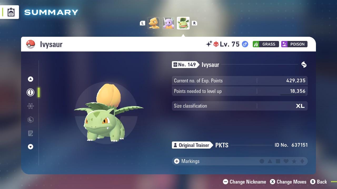 Pokemon Legends Z-A SHINY ALPHA 6IV Ivysaur / Competitive Set Battle Ready EV Trained / Shiny Pokemon / Customizable / Fast Trade /