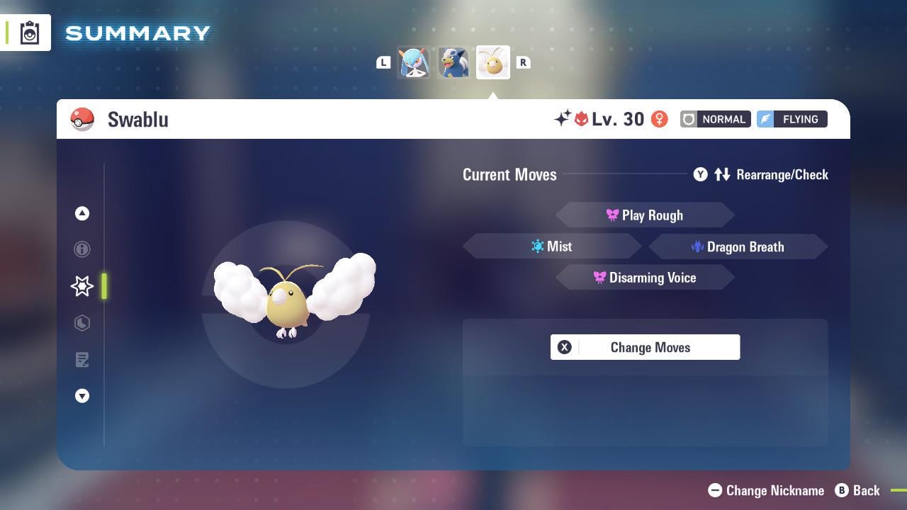 Pokemon Legends Z-A SHINY ALPHA 6IV Swablu / Competitive Set Battle Ready EV Trained / Shiny Pokemon / Customizable / Fast Trade /