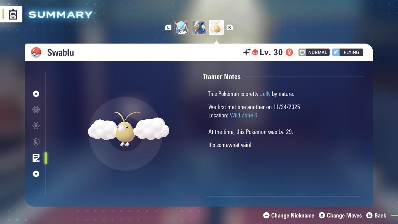 Pokemon Legends Z-A SHINY ALPHA 6IV Swablu / Competitive Set Battle Ready EV Trained / Shiny Pokemon / Customizable / Fast Trade /