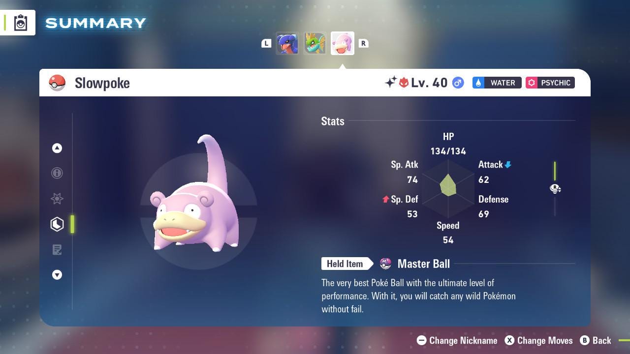 Pokemon Legends Z-A SHINY ALPHA 6IV Slowpoke / Competitive Set Battle Ready EV Trained / Shiny Pokemon / Customizable / Fast Trade /
