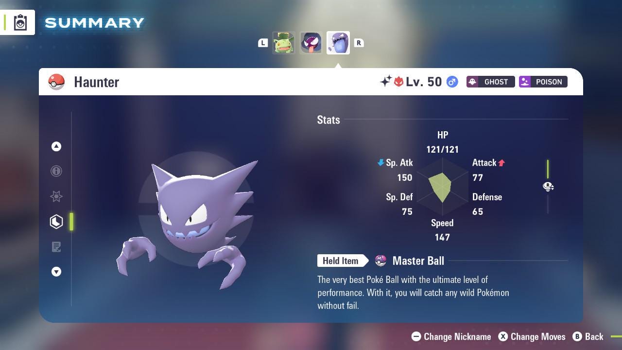 Pokemon Legends Z-A SHINY ALPHA 6IV Haunter / Competitive Set Battle Ready EV Trained / Shiny Pokemon / Customizable / Fast Trade /