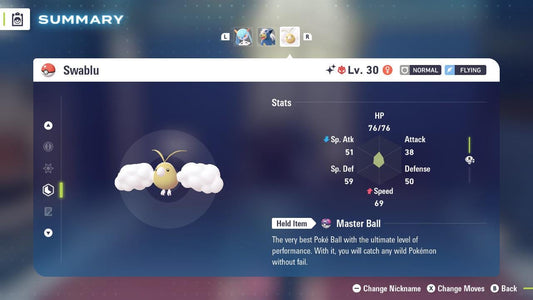 Pokemon Legends Z-A SHINY ALPHA 6IV Swablu / Competitive Set Battle Ready EV Trained / Shiny Pokemon / Customizable / Fast Trade /