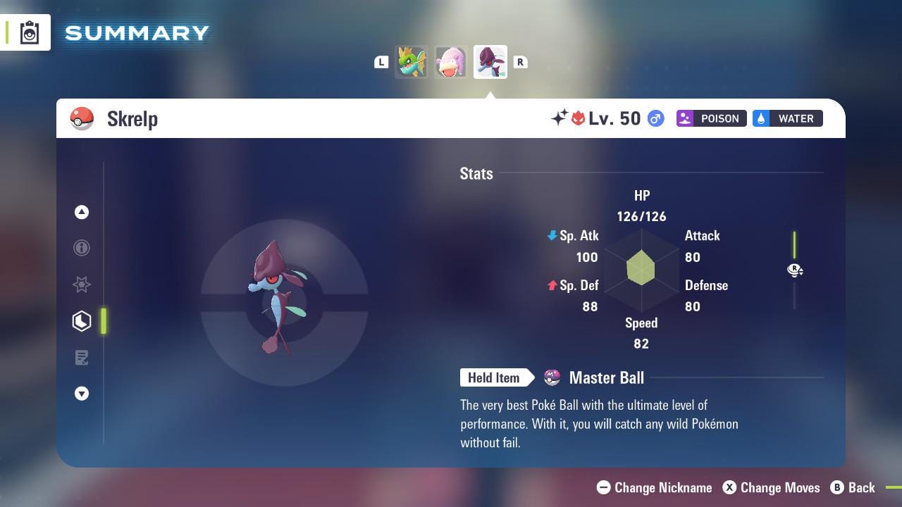 Pokemon Legends Z-A SHINY ALPHA 6IV Skrelp / Competitive Set Battle Ready EV Trained / Shiny Pokemon / Customizable / Fast Trade /