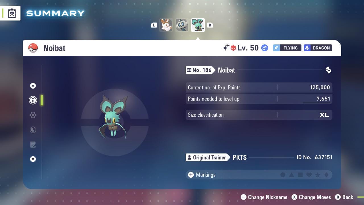 Pokemon Legends Z-A SHINY ALPHA 6IV Noibat / Competitive Set Battle Ready EV Trained / Shiny Pokemon / Customizable / Fast Trade /