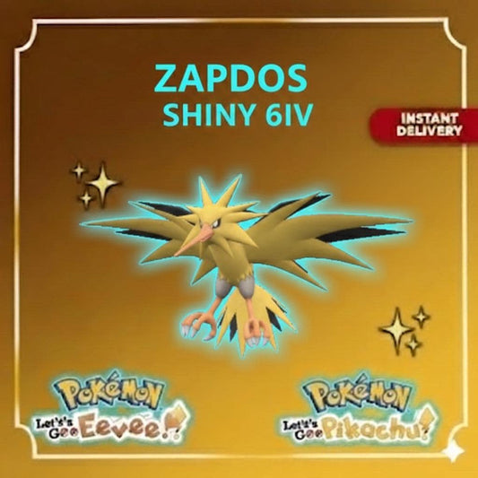SHINY 6IV Zapdos EV Trained | Pokémon Let’s Go Pikachu & Eevee | Battle Ready Competitive | Free Bonus Shiny | 50% Off Now