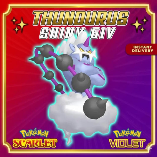 SHINY 6IV THUNDURUS EV Trained | Scarlet & Violet Pokémon | Battle Ready Competitive | Free Bonus Shiny | 50% Off Now