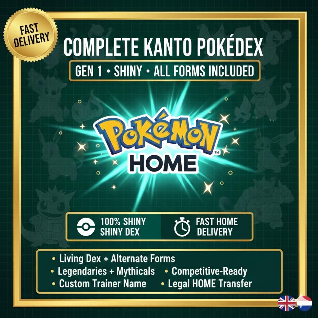 Pokemon HOME 6IV Shiny KANTO POKEDEX / Pokemon Scarlet Violet / Pokemon Sword Shield / Pokemon Lets Go, Pokemon BdSp, Pokemon Legends Arceus - Instant Delivery Trade