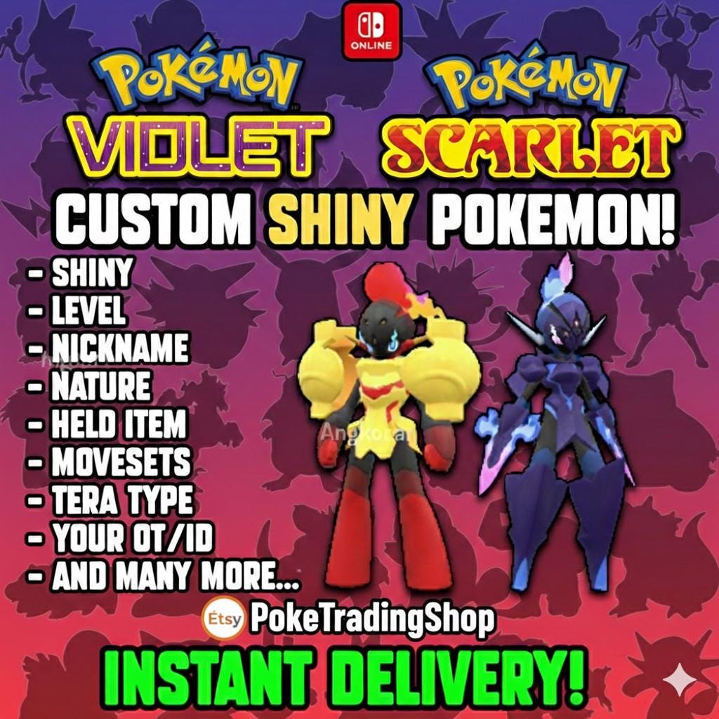 Pokémon Scarlet & Violet Custom Shiny Pokémon Any Choice Battle Ready Instant Switch Trade - Instant Delivery Trade