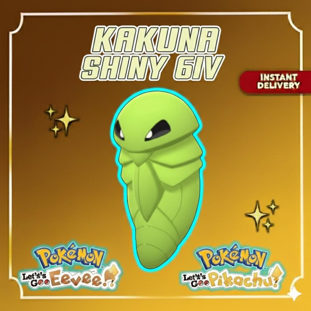 Pokemon Lets Go Pikachu and Eevee SHINY 6IV KAKUNA / Competitive Set Battle Ready EV Trained / Shiny Pokemon / Customizable / Fast Trade