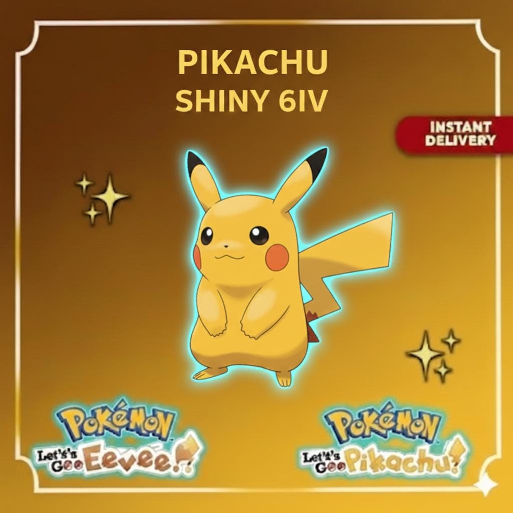 Pokemon Lets Go Pikachu and Eevee SHINY 6IV PIKACHU / Competitive Set Battle Ready EV Trained / Shiny Pokemon / Customizable / Fast Trade