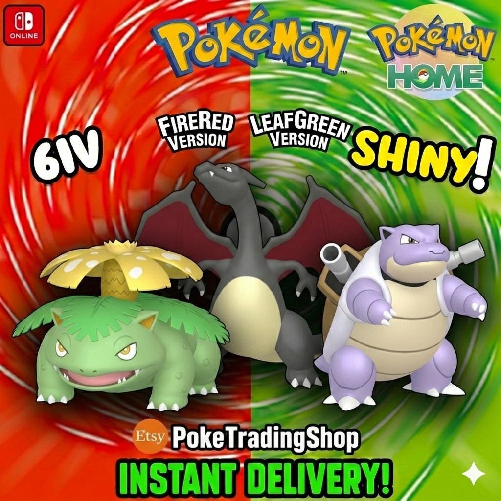 Kanto Starter Evolutions | Pokémon FireRed / LeafGreen | Shiny / 6IV | Authentic Pokedex | Transfer to Pokémon HOME