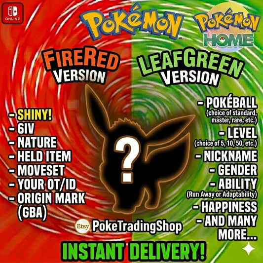 Custom Pokemon | Pokémon FireRed / LeafGreen | Shiny / 6IV | Authentic Pokedex | Transfer to Pokémon HOME
