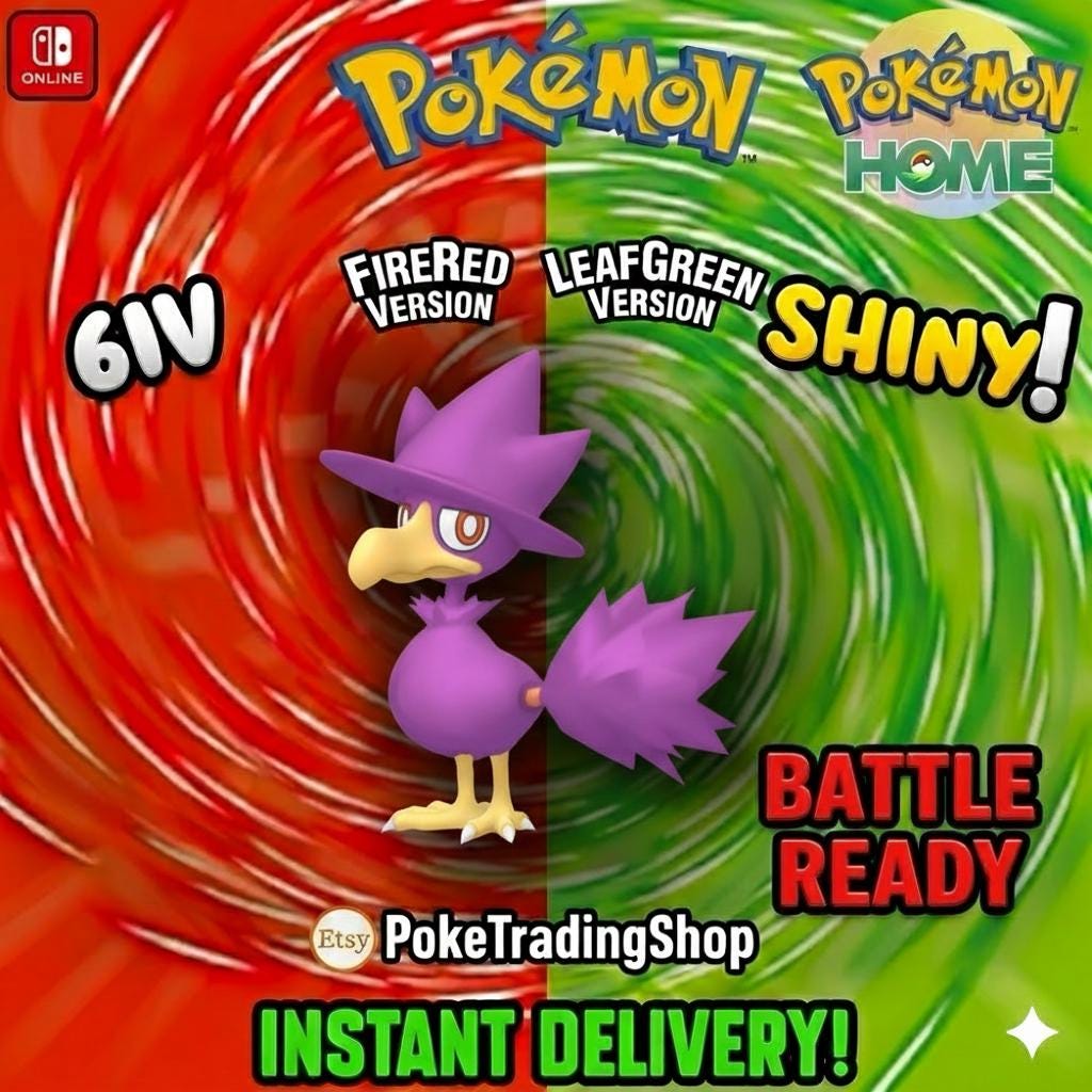 SHINY MURKROW Pokémon FireRed LeafGreen 6IV Competitive Battle Ready - Pokémon HOME digital Pokémon trade by PokeTradingShop