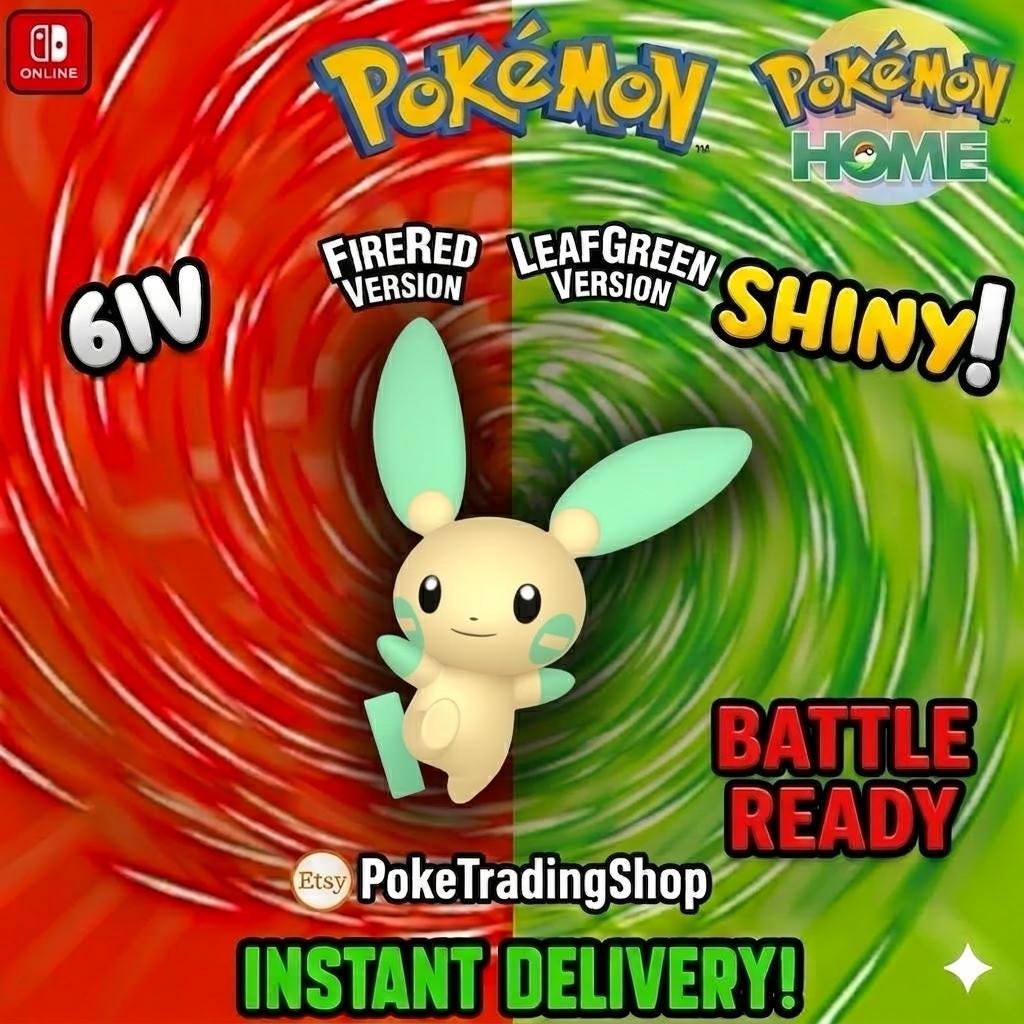 SHINY MINUN Pokémon FireRed LeafGreen Authentic 6IV Collection Pokémon HOME Transfer Switch 2 30th Anniversary Custom Pokedex - Instant Delivery Trade