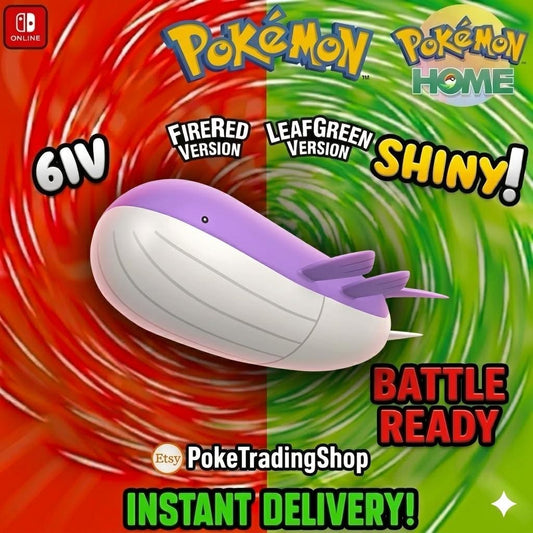 SHINY WAILORD Pokémon FireRed LeafGreen Authentic 6IV Collection Pokémon HOME Transfer Switch 2 30th Anniversary Custom Pokedex - Instant Delivery Trade