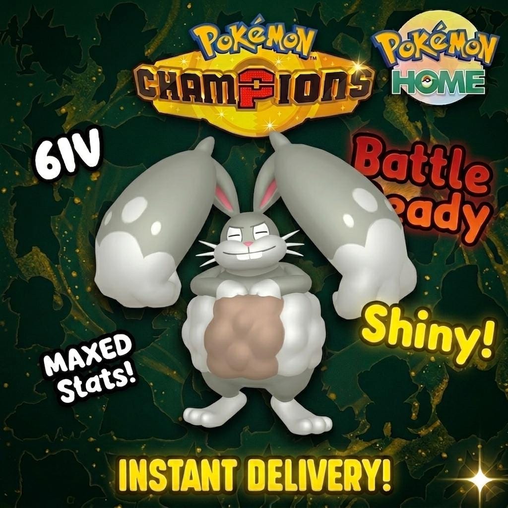 Shiny Diggersby Pokémon Champions 6IV Competitive Battle Ready - Pokémon HOME digital Pokémon trade by PokeTradingShop