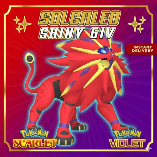 Shiny SOLGALEO Pokémon Scarlet and Violet 6IV Competitive Battle Ready - Pokémon Scarlet & Violet digital Pokémon trade by