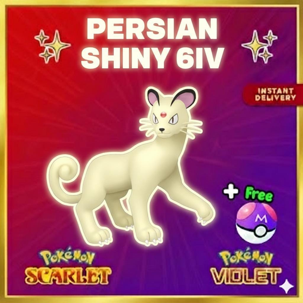 Pokemon Scarlet Violet Shiny 6IV PERSIAN Battle Ready Ev TRAINED Custom Ot Sv - Pokémon Scarlet & Violet digital Pokémon