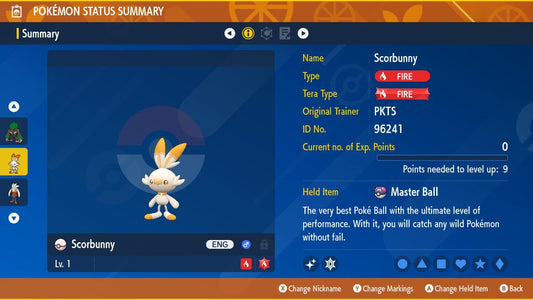 Shiny SCORBUNNY Pokémon Scarlet Violet 6IV Competitive Battle Ready - Pokémon Scarlet & Violet digital Pokémon trade by