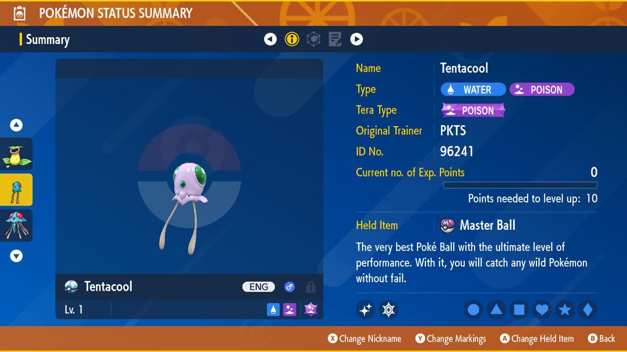 Pokemon Scarlet and Violet Shiny TENTACOOL 6IV Competitive Battle Ready - Pokémon Scarlet & Violet digital Pokémon trade