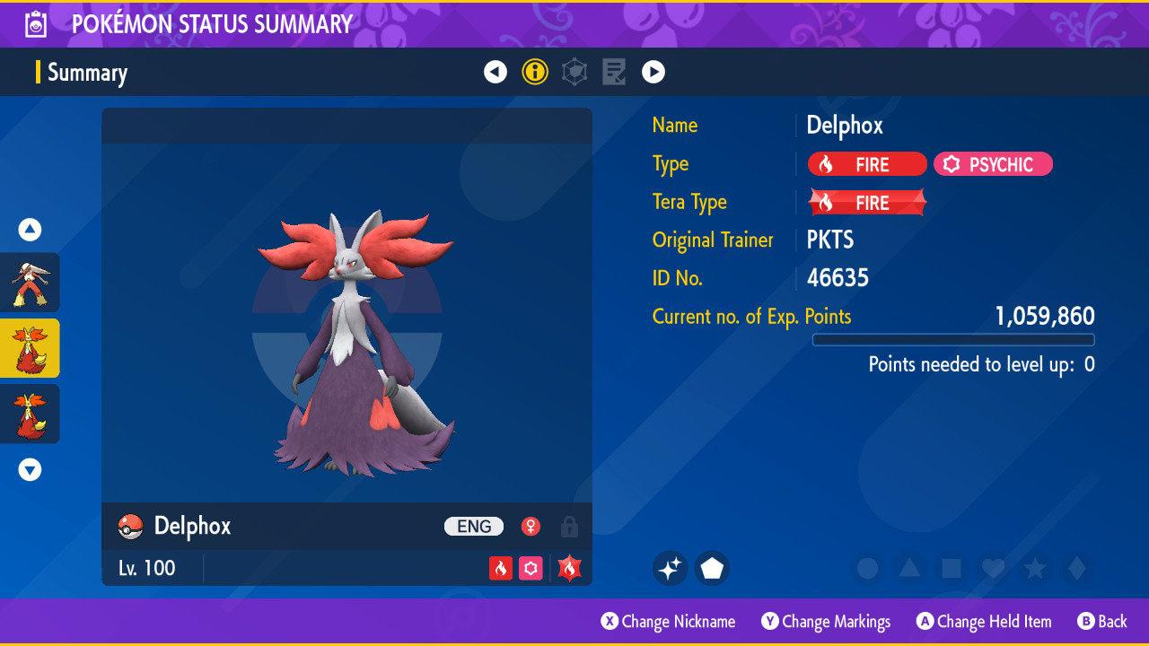 Shiny DELPHOX Pokémon Scarlet Violet 6IV Competitive Battle Ready - Pokémon Scarlet & Violet digital Pokémon trade by