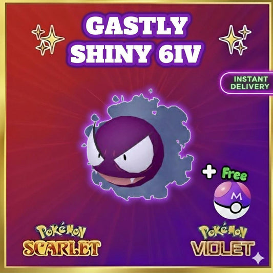 Shiny GASTLY Pokémon Scarlet Violet 6IV Competitive Battle Ready - Pokémon Scarlet & Violet digital Pokémon trade by