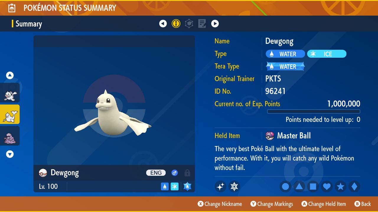 Pokemon Scarlet and Violet Shiny DEWGONG 6IV Competitive Battle Ready - Pokémon Scarlet & Violet digital Pokémon trade image