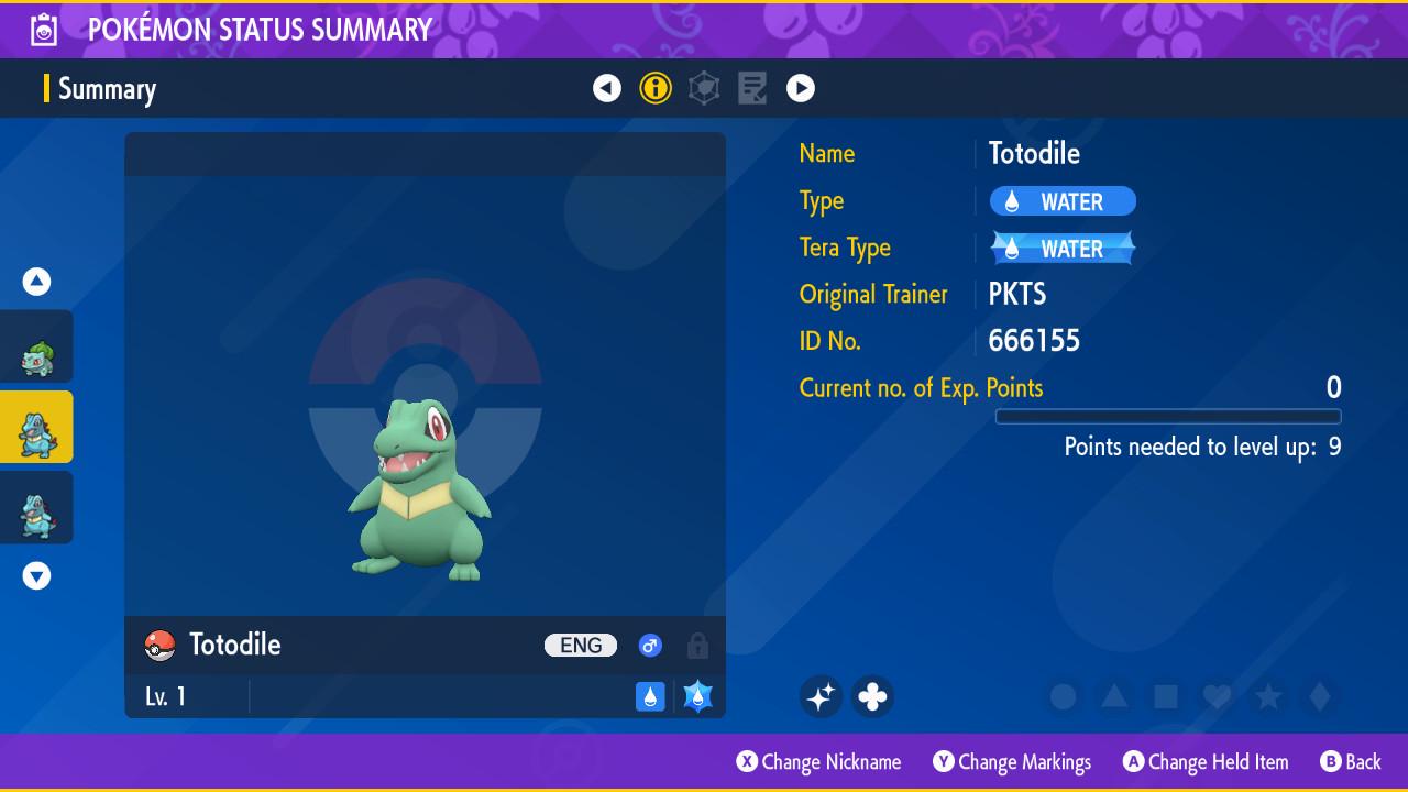 Shiny TOTODILE Pokémon Scarlet and Violet 6IV Competitive Battle Ready - Pokémon Scarlet & Violet digital Pokémon trade image
