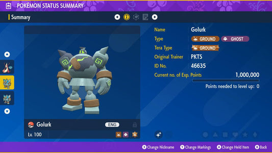 Shiny GOLURK Pokémon Scarlet and Violet 6IV Competitive Battle Ready - Pokémon Scarlet & Violet digital Pokémon trade by