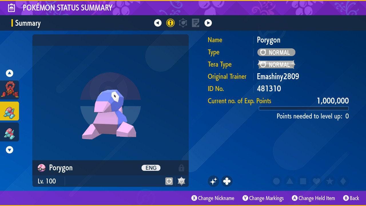 Shiny PORYGON Pokémon Scarlet and Violet 6IV Competitive Battle Ready - Pokémon Scarlet & Violet digital Pokémon trade image