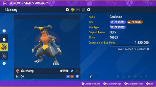 Shiny GARCHOMP Pokémon Scarlet Violet 6IV Competitive Battle Ready - Pokémon Scarlet & Violet digital Pokémon trade by