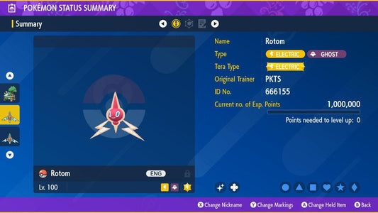 Shiny ROTOM Pokémon Scarlet Violet 6IV Competitive Battle Ready - Pokémon Scarlet & Violet digital Pokémon trade by