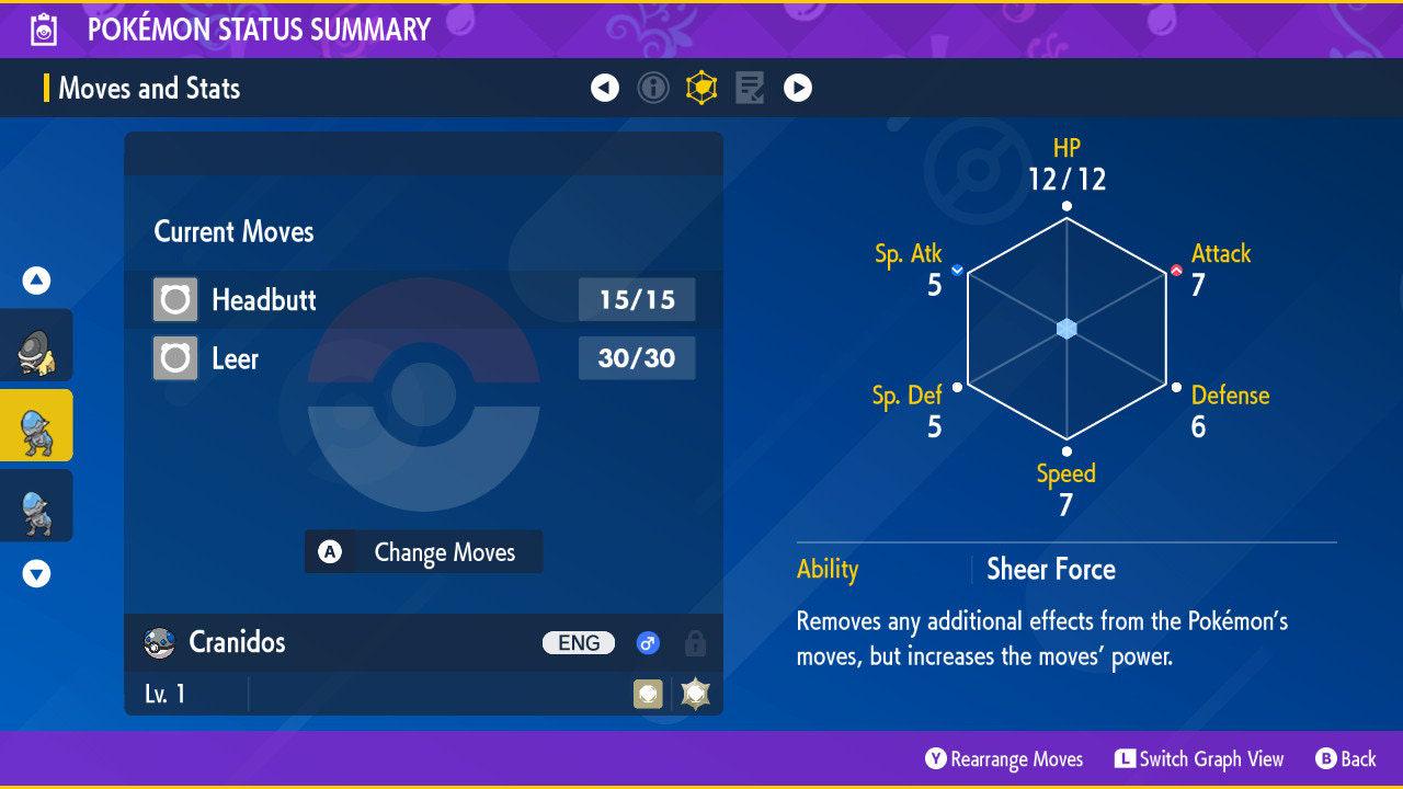 Shiny CRANIDOS Pokémon Scarlet and Violet 6IV Competitive Battle Ready - Pokémon Scarlet & Violet digital Pokémon trade image
