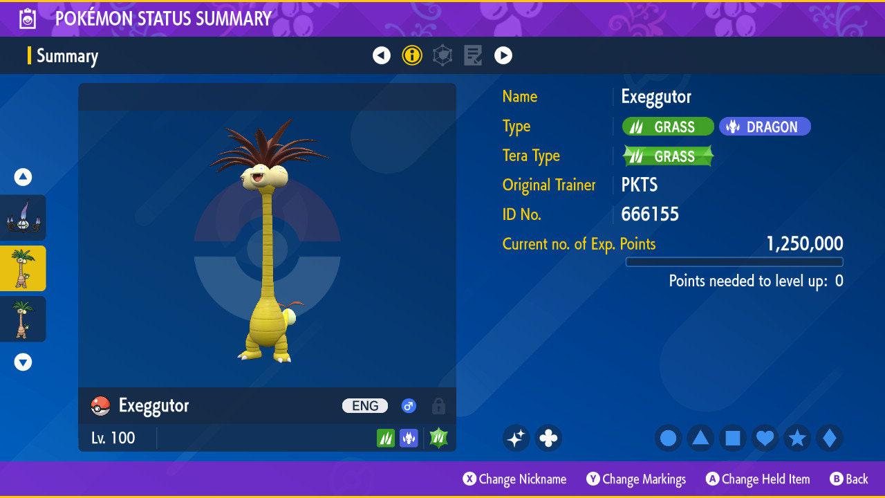 Shiny Alolan EXEGGUTOR Pokémon Scarlet Violet 6IV Pokemon Competitive Hidden - Pokémon Scarlet & Violet digital Pokémon trade