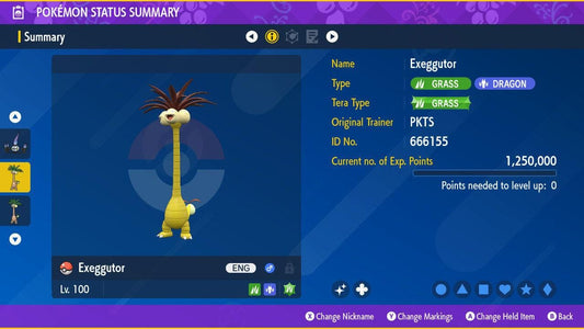 Shiny Alolan EXEGGUTOR Pokémon Scarlet Violet 6IV Pokemon Competitive Hidden Treasure of Area