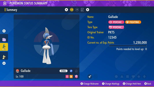 Shiny GALLADE Pokémon Scarlet Violet 6IV Competitive Battle Ready - Pokémon Scarlet & Violet digital Pokémon trade by