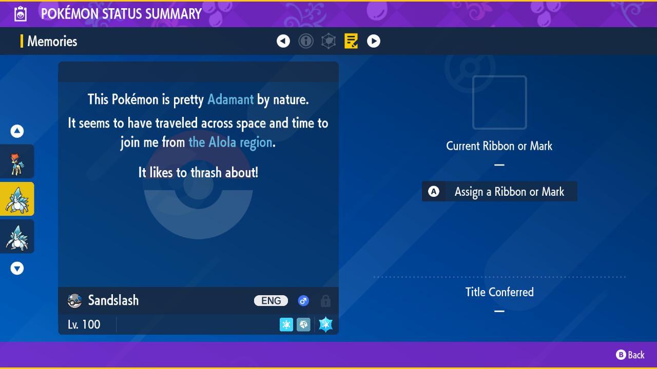 Shiny Alolan Sandslash Pokémon Scarlet and Violet 6IV Pokemon Legend ZA - Pokémon Scarlet & Violet digital Pokémon trade