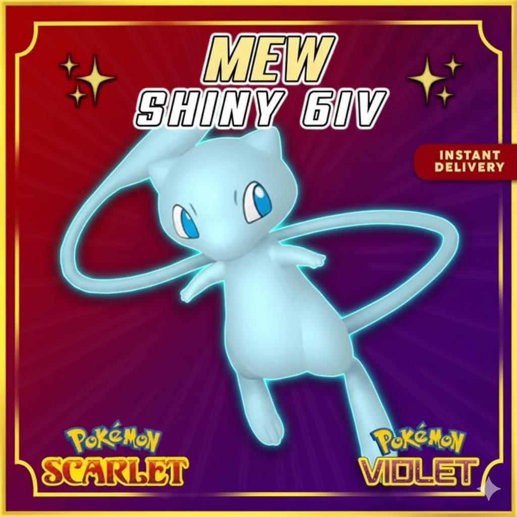 Shiny MEW Pokémon Scarlet and Violet 6IV Pokemon Mythical Pokemon Competitive Battle Ready +