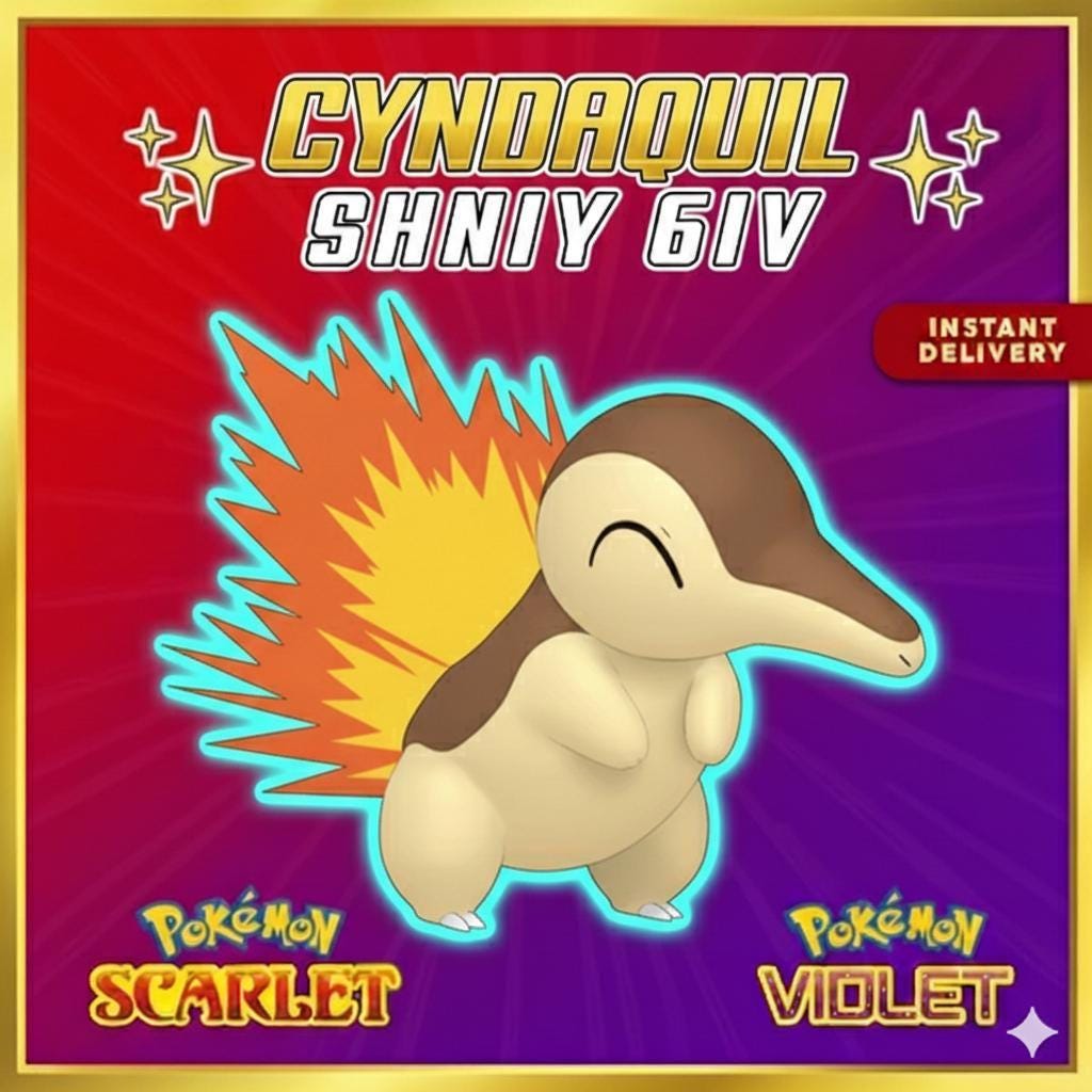 Shiny CYNDAQUIL Pokémon Scarlet and Violet 6IV Competitive Battle Ready - Pokémon Scarlet & Violet digital Pokémon trade by