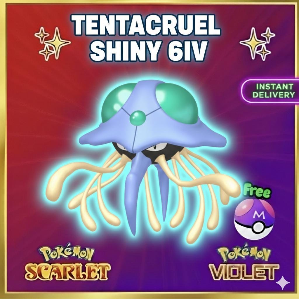 Pokemon Scarlet and Violet Shiny TENTACRUEL 6IV Competitive Battle Ready - Pokémon Scarlet & Violet digital Pokémon trade by