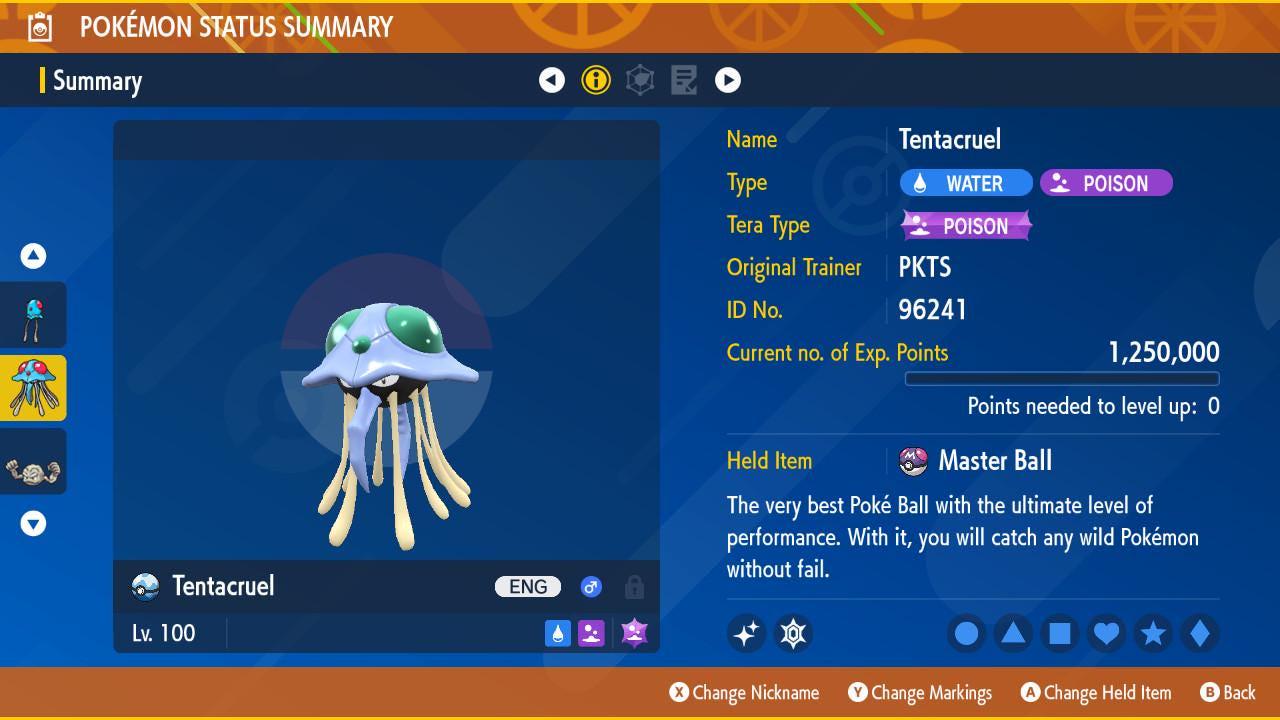 Pokemon Scarlet and Violet Shiny TENTACRUEL 6IV Competitive Battle Ready - Pokémon Scarlet & Violet digital Pokémon trade