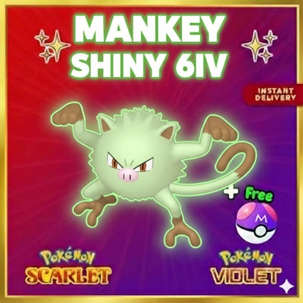 Pokemon Scarlet and Violet Shiny MANKEY 6IV Competitive Battle Ready - Pokémon Scarlet & Violet digital Pokémon trade by